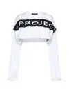Y/project Scrunched Logo Cotton Crop Top In Optic White