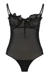 Y/project Sheer Bodysuit With Ruffle And Bow Accents In Animal Print