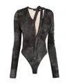 Y/project V-neck Cut-out Bodysuit In Black