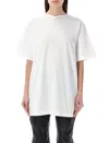 Y/project Optic White T-shirt With Ribbed V Collar And Logo Applique In White