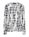 Y/project Grey Semi-sheer Checked T-shirt In Black