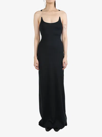 Y/project Black Invisible Strap Maxi Dress In Vintage Black