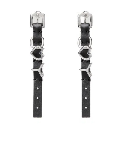 Y/project Y Heart Belt Earrings In Black
