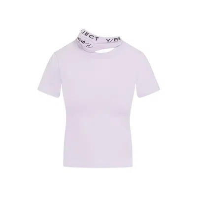 Y/project Lilac Triple Collar Fitted Organic Cotton T-shirt In Purple