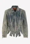 Y/project Tudor Zip Denim Jacket In Blue