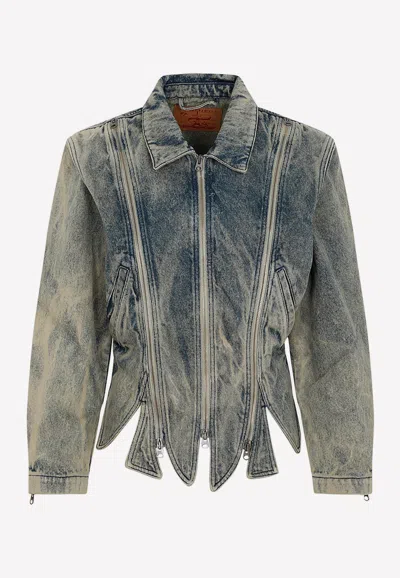 Y/PROJECT ZIPPED DENIM JACKET,WJACK30-VINTAGE BEIGE