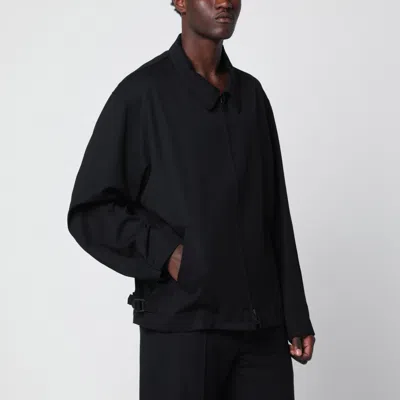 Y-3 Adidas  Black Zip-up Jacket In Wool Blend