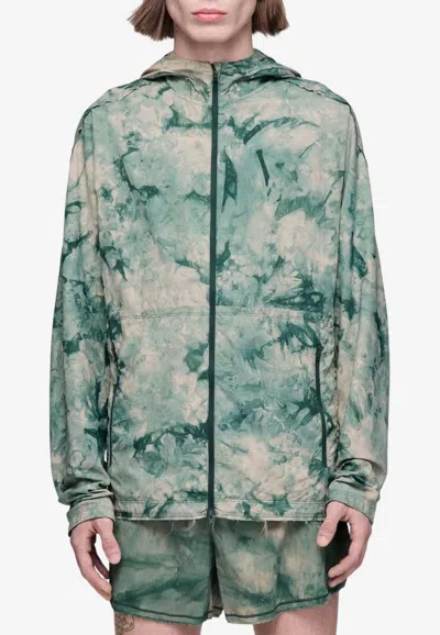 Y-3 Aop Running Printed Zip-up Track Jacket In Green