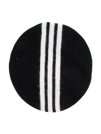 Pre-owned Y-3 Black And White Pattern Printed Wool Felt Beret