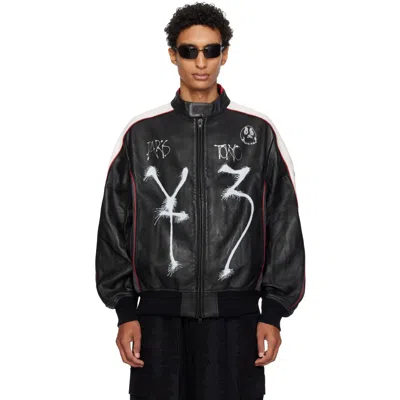 Y-3 Black Chito Edition Graphic Leather Biker Jacket