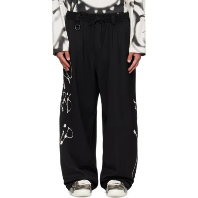 Y-3 Black Chito Edition Graphic Wide Wool Trousers