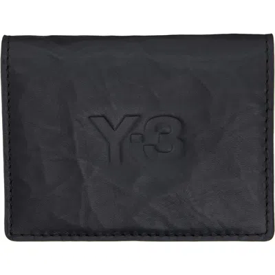 Y-3 Black Crinkled Leather Card Holder