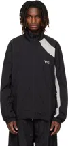 Y-3 Casual Black Jacket With Light Grey Diagonal Stripe In Black