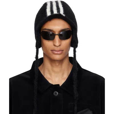 Y-3 ブラック Stripes ボンネット ビーニー In Black