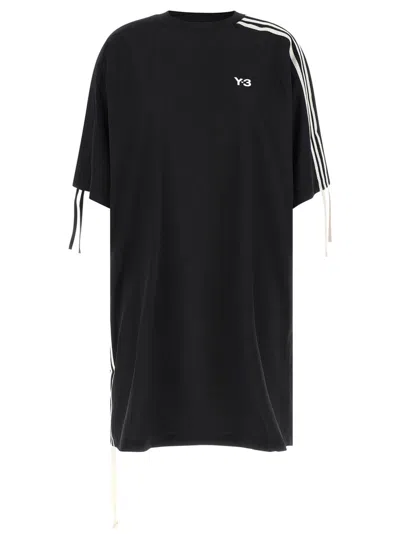 Y-3 Black T-shirt Dress In Brown