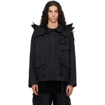 Y-3 Black Twill Hooded Jacket