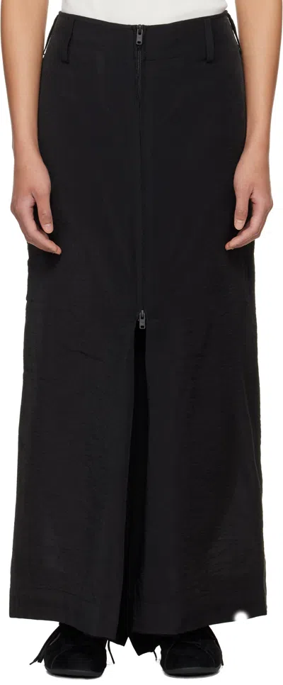 Y-3 Neutrals Wide-leg Front Zipper Viscose-blend Pants In Black