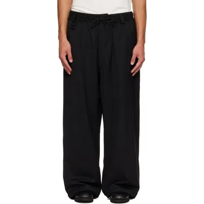 Y-3 Black Wool Straight Leg Trousers