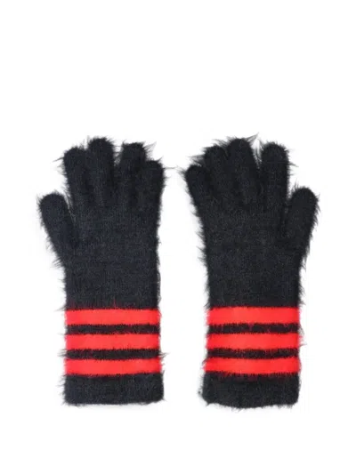 Y-3 Brushed Striped-cuff Gloves In Blue