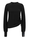 Y-3 Merino Wool With Side Drawstring Long-sleeve T-shirt In Black