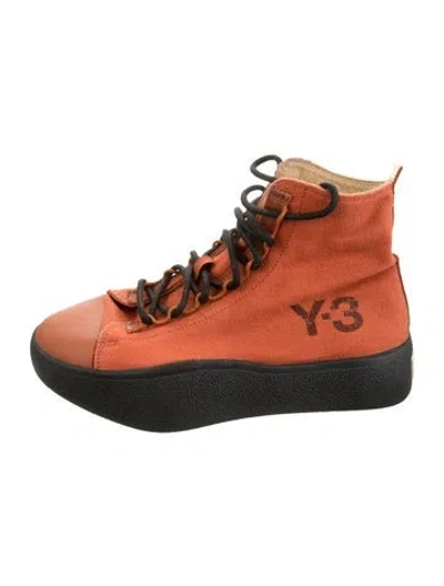 Pre-owned Y-3 Canvas Sneakers In Orange