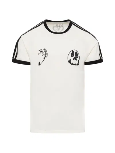 Y-3 Skull Graphic 3 Stripe T-shirt In White