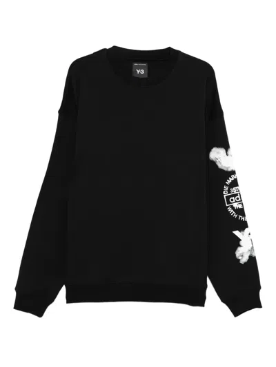 Y-3 Cloud-print Sweatshirt With Crew Neck In Black