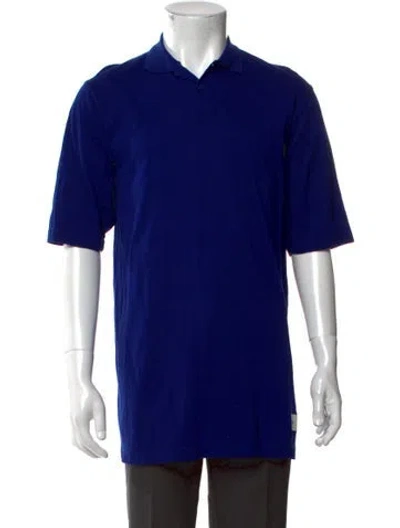 Pre-owned Y-3 Collar Short Sleeve Polo Shirt In Blue