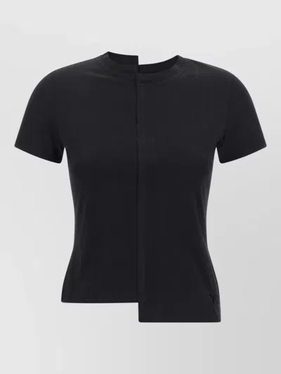 Y-3 Cotton Asymmetric Short-sleeve T-shirt In Blue