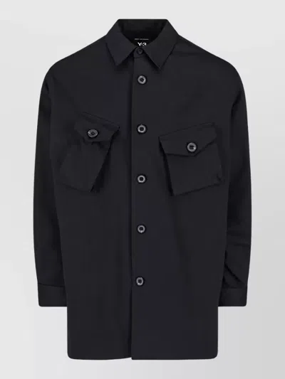 Y-3 Cotton Shirt Jacket In Black