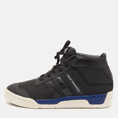 Pre-owned Y-3 Courtside Size 40 Black Leather And Mesh High Top Sneakers