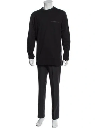 Pre-owned Y-3 Crew Neck Long Sleeve T-shirt In Blue