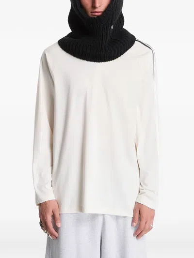 Y-3 Relaxed Cotton Crew Neck Long Sleeve T-shirt In White