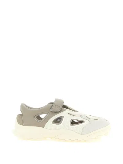 Y-3 Cutout Embossed Logo Sandals In Gray