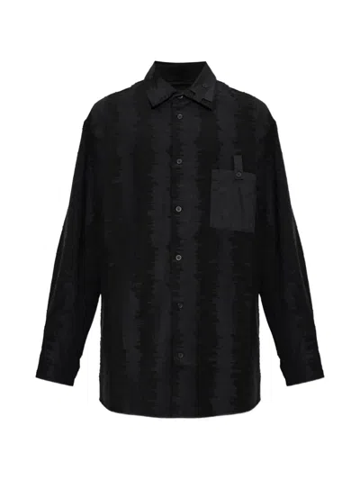 Y-3 Deco Stitch Distressed-effect Patch-pocket Shirt In Black