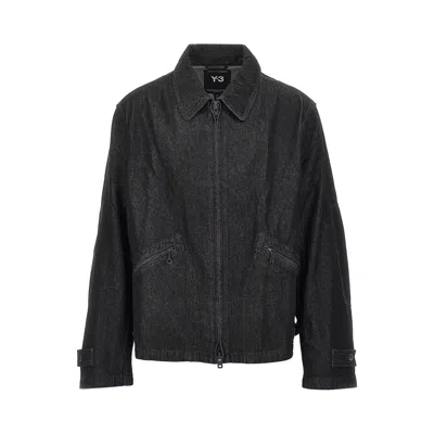 Y-3 Denim Blouson Jacket In Black