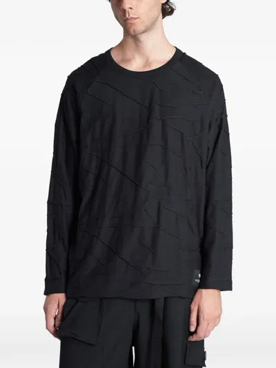 Y-3 Distressed-effect Raglan-sleeve Sweater In Black