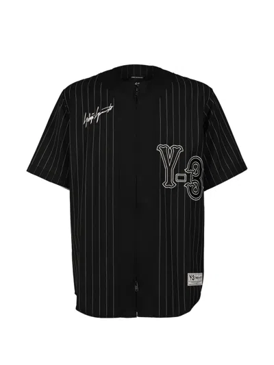 Y-3 Elite Pinstripe Baseball Shirt In Black