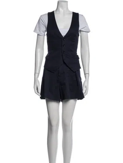 Pre-owned Y-3 Embroidered Accent Short Set In Blue