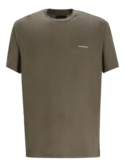 Y-3 Emporio Armani Logo Cotton Blend T-shirt In Brown