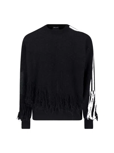 Y-3 Fringed Sweater "3 Stripes" In Black