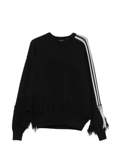 Y-3 Wool Ribbed Loose-fit Fringed Sweatshirt In Black