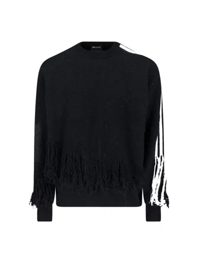 Y-3 Fringe-detail Wool Sweater In Black