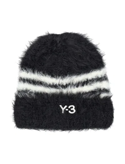 Y-3 Fuzzy Knit Beanie In Nero