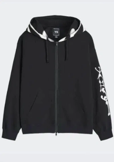 Y-3 Gfx Zip-up Hooded Sweatshirt In Black