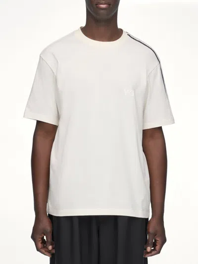Y-3 Striped Shoulder Cotton T-shirt In White