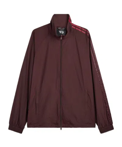 Y-3 Gradient 3-stripes Nylon Track Top In Burgundy