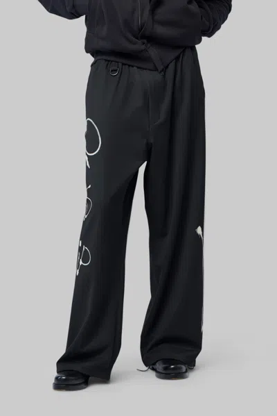 Y-3 Graffiti-print Wide-leg Trousers In Black