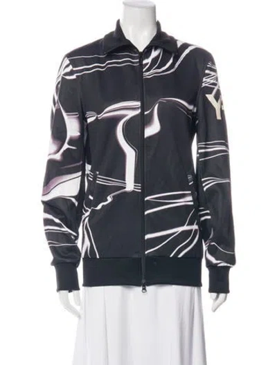 Pre-owned Y-3 Graphic Print Bomber Jacket In Blue