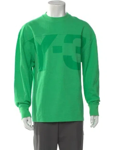Pre-owned Y-3 Graphic Print Crew Neck Pullover In Green